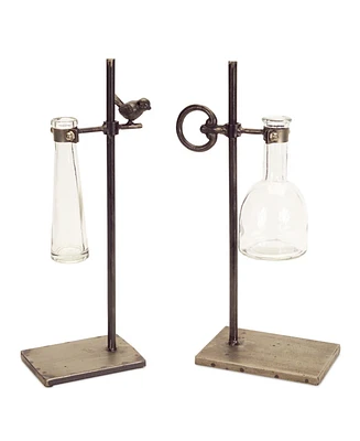 Slickblue Hanging Bud Vase With Metal Stand (Set of 2)