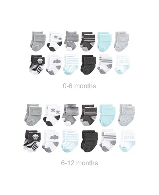 Hudson Baby Baby Boys Unisex Baby Grow with Me Cotton Terry Socks, Sheep, 0-6 and 6-12 Months