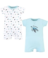 Touched by Nature Baby Boys Unisex Organic Cotton Rompers, Endangered Sea Turtle, 12-18 Months