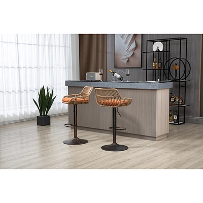 Swivel Bar Stools Set Of 2 Adjustable Counter Height Chairs With Footrest For Kitchen, Dining