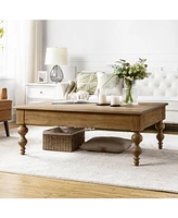 Hulala Home Gaston Farmhouse Lift Top 4 Legs Coffee Table with Storage