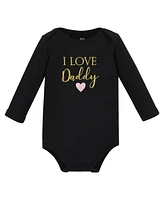 Hudson Baby Girls Cotton Long-Sleeve Bodysuits daddy -Pack