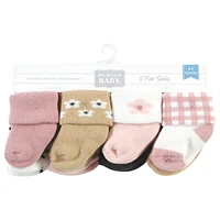 Hudson Baby Girls Cotton Rich Newborn and Terry Socks, Modern Rainbow, Months
