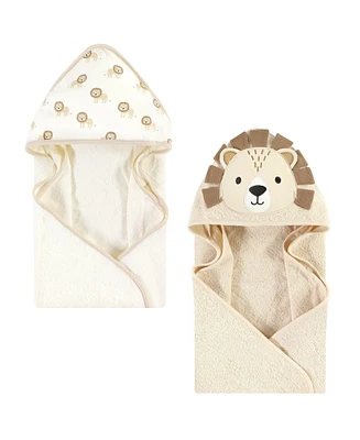 Hudson Baby Cotton Animal Face Hooded Towel, Brown Bear 2-Pack, One