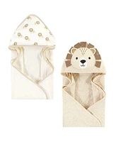 Hudson Baby Cotton Animal Face Hooded Towel, Brown Bear 2-Pack, One