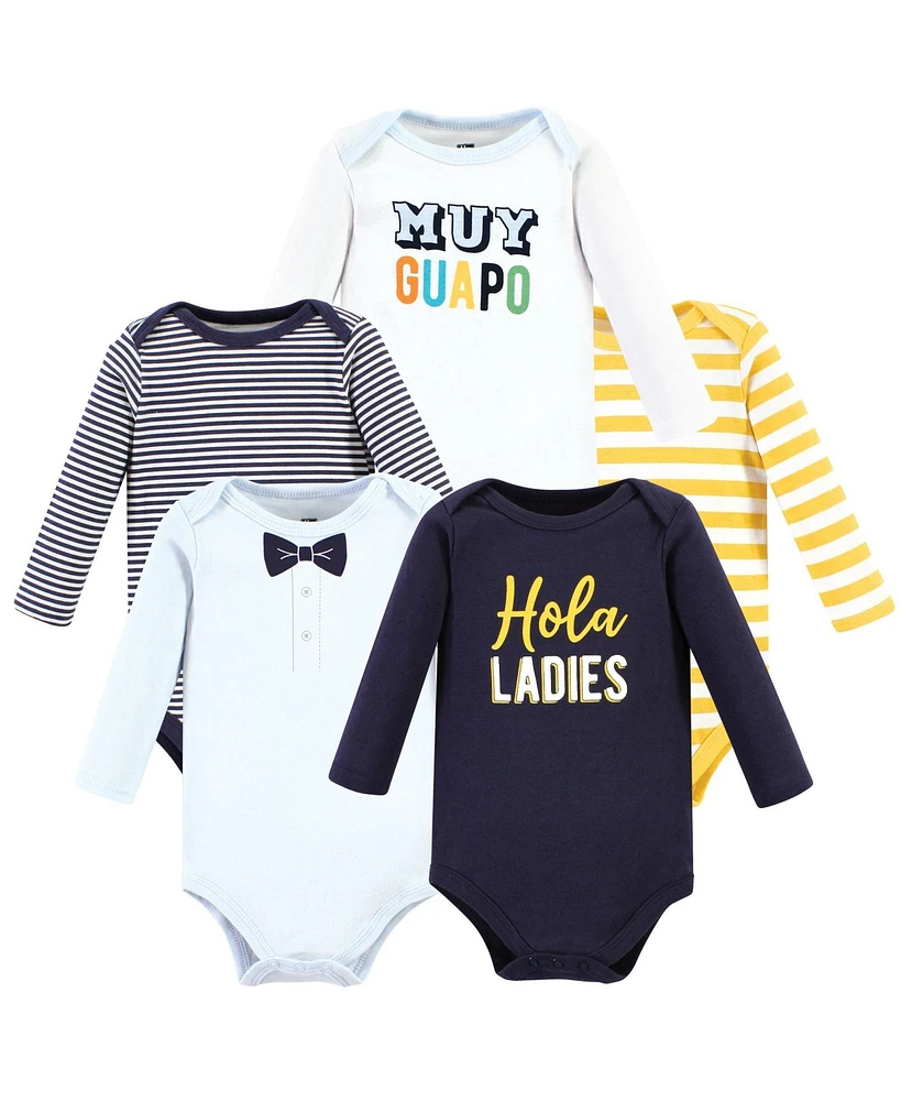 Hudson Baby Baby Boys Cotton Long-Sleeve Bodysuits, Hola Ladies 5-Pack, Preemie