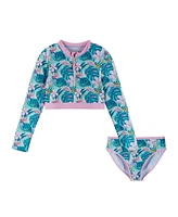 Andy & Evan Big Girls / Long Sleeve Green Rash Guard Set