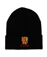 Wizarding World Harry Potter Men's Harry Potter Embroidered Logo Gryffindor Lion Black Cuffed Beanie hat