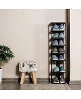Costway Wooden Shoes Storage Stand 7 Tiers Shoe Rack Organizer Multi-shoe Rack Shoebox