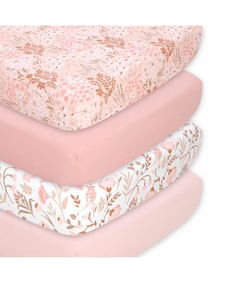 The Peanutshell Whimsical Floral Microfiber 4 Pack Crib Sheets