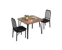 gaomon Kitchen Table and Chairs for 2 with Chamfer Design, Dining Set Cushion Seats Small Space