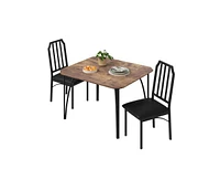 gaomon Kitchen Table and Chairs for 2 with with Chamfer Design, Dining Table Set with Cushion Seats for Small Space