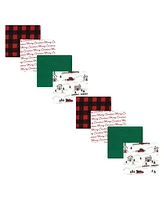 Hudson Baby Cotton Flannel Receiving Blankets Bundle Set, Christmas Scene Woodland Christmas, One