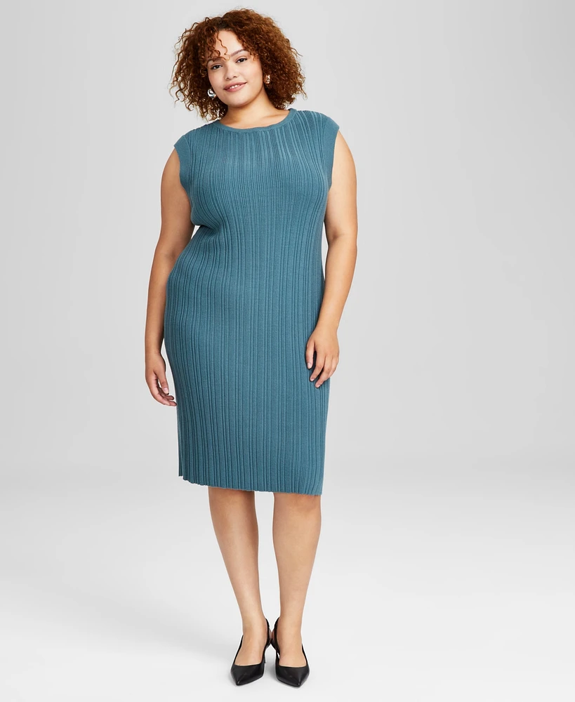 And Now This Trendy Plus Rib-Knit Sleeveless Dress, Created for Macy's