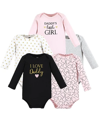 Hudson Baby Girls Cotton Long-Sleeve Bodysuits Daddy 5-Pack