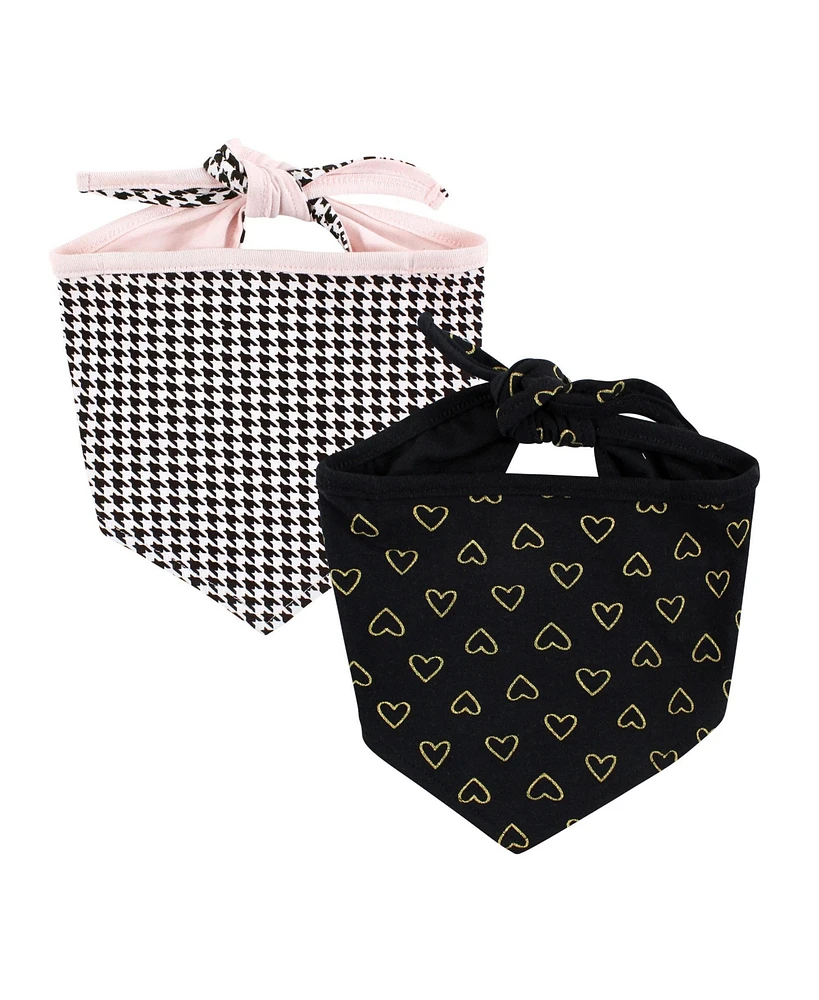 Luvable Friends Dog Reversible Pet Dog and Cat Bandana Bibs 2pk, Houndstooth Hearts, One Size