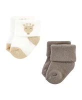 Hudson Baby Boys Cotton Rich Newborn and Terry Socks, Modern Giraffe, 6-12 Months