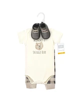 Hudson Baby Boys Cotton Bodysuit, Pant and Shoe Set, Short Sleeve