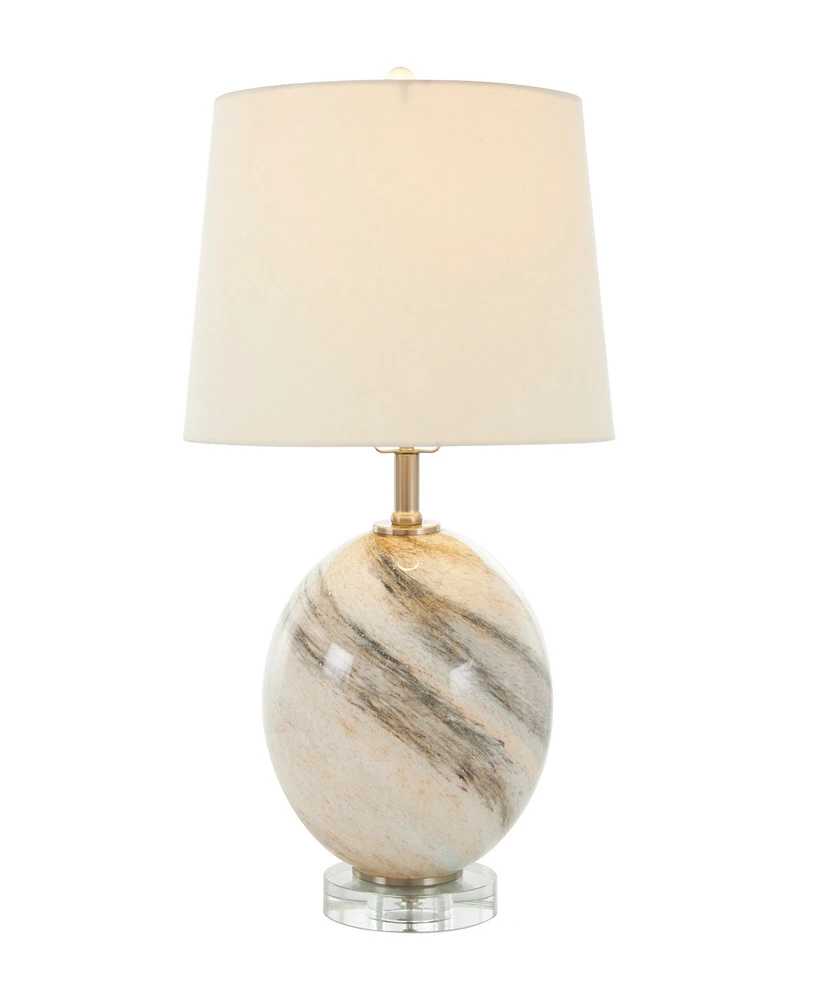 Rosemary Lane 23" Glass Round Accent Lamp with Marble Inspired Design