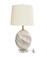 Rosemary Lane 23" Glass Round Accent Lamp with Marble Inspired Design