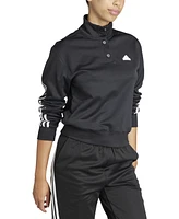 adidas Women's Iconic 3-Stripes Quarter-Snap Track Top