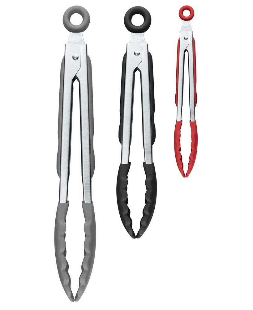 Tovolo 7", 9" 12" Stainless Steel Silicone Grip Tongs, Set of 3