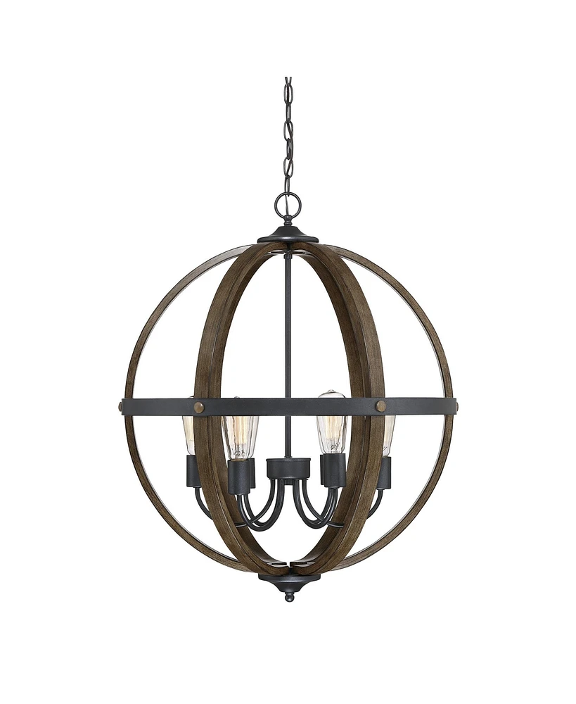 Trade Winds Lighting 6-Light Pendant Light In Wood And Black