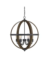 Trade Winds Lighting 6-Light Pendant Light In Wood And Black