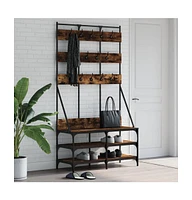 vidaXL Clothes Rack with Shoe Storage Smoked Oak