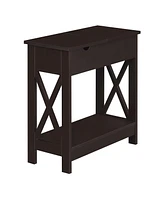 Convenience Concepts Oxford Flip Top End Table with Charging Station, Espresso