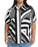 Karl Lagerfeld Paris Plus Logo Graphic Short-Sleeve Shirt, Created for Macy's