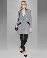 Karl Lagerfeld Paris One Button Blazer Ruffled Blouse Pinstriped Pants