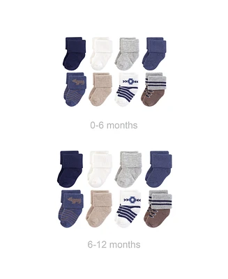 Hudson Baby Baby Boys Grow with Me Cotton Terry Socks, Bear, 0-6 and 6-12 Months