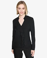 Karl Lagerfeld Paris Women's Ruffled Long-Sleeve Blouse