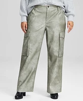 And Now This Trendy Plus Faux-Leather Cargo Pants, Created for Macy's