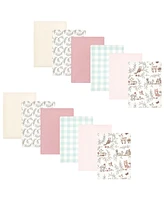 Hudson Baby Infant Girl Cotton Flannel Burp Cloths Bundle, Girl Woodland Pals, One Size