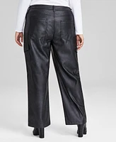 And Now This Trendy Plus Faux-Leather Cargo Pants, Created for Macy's