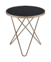 Simplie Fun Valora End Table in Champagne & Black Glass