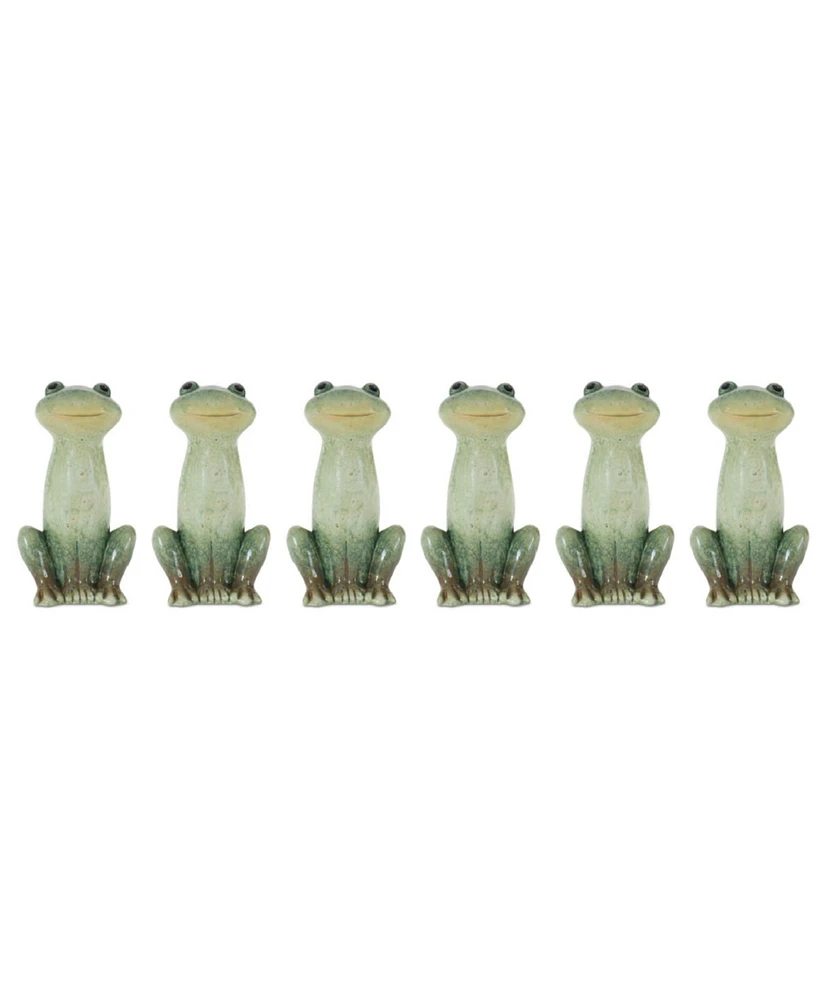 Slickblue Charming Garden Frog Figurines - Set of 6 Outdoor Decor Pieces