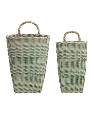 Slickblue Sage Woven Wicker Wall Baskets (Set of 2)