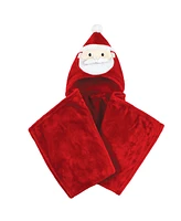 Hudson Baby Unisex Baby and Toddler Hooded Animal Face Plush Blanket, Red Santa, One Size