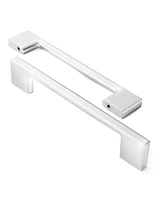 Cauldham Pack Solid Kitchen Cabinet Pulls Handles (5" Hole Centers) - Modern Thin Profile Drawer/Door Hardware - Style M255