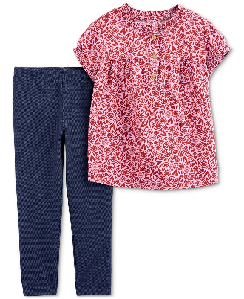 Carter's Toddler Girls Floral-Print Top & Jeggings Set