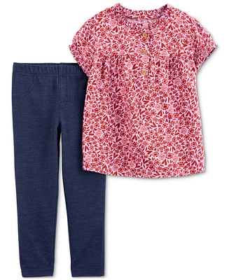 Carter's Toddler Girls Floral-Print Top & Jeggings Set