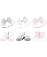 Hudson Baby Baby Girls Headband and Socks Giftset, Basic Pink Floral, One