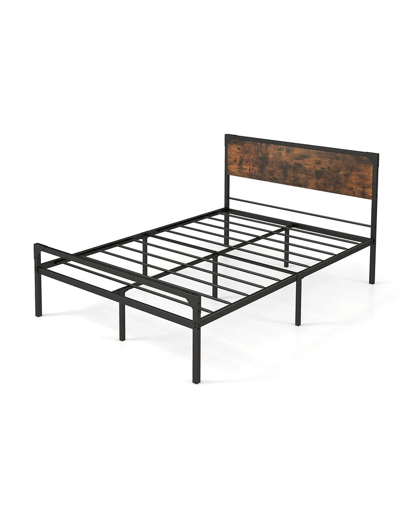 Slickblue Platform Bed with Rustic Headboard and Footboard-Full Size