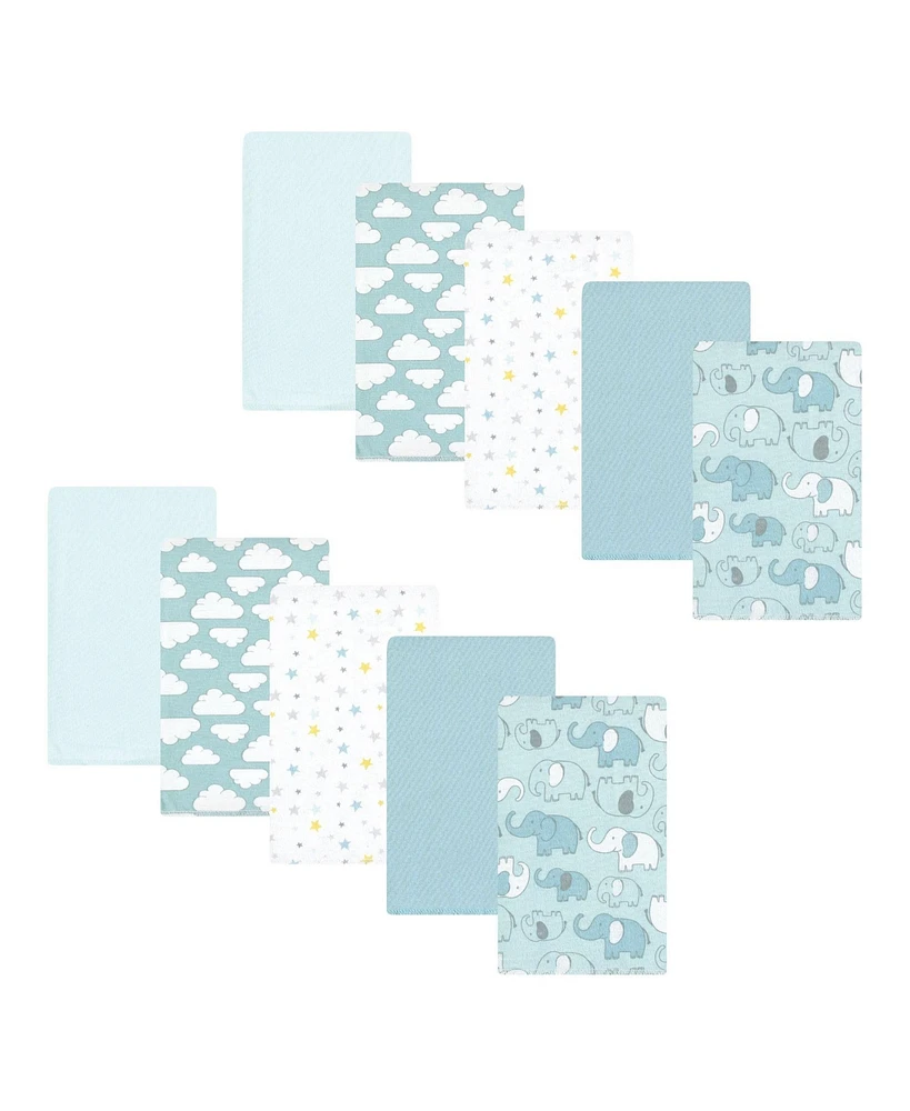 Hudson Baby Infant Boy Cotton Flannel Burp Cloths, Boy New Elephant -Pack