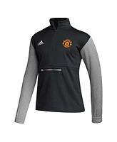 Adidas Men's Manchester United Crest Long Sleeve Half-Zip Top