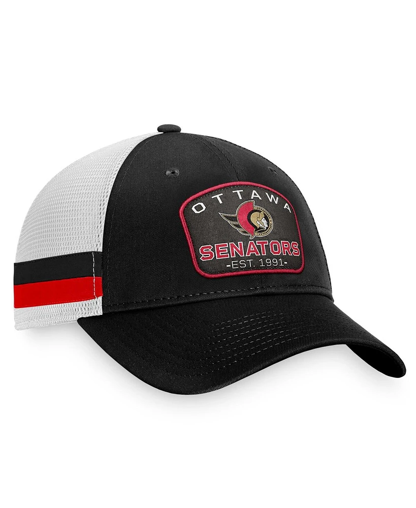 Fanatics Men's Black/White Ottawa Senators Fundamental Striped Trucker Adjustable Hat