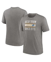 Nike Men's Heather Charcoal Milwaukee Brewers Cooperstown Collection Local Stack Tri-Blend T-Shirt